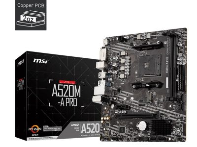 MSI A520M-A Pro AM4 Ryzen DDR4 Dvi Hdmi